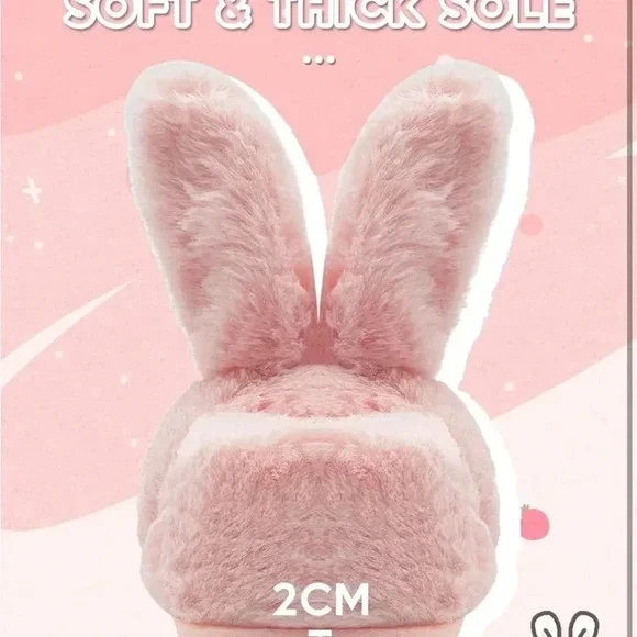 Pink Bunny Plush Slippers - Picture 3 of 11